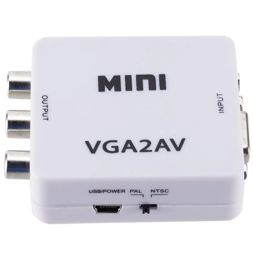 Mini Conversor Áudio Vga Para Av Rca Adaptador Video 1080p
